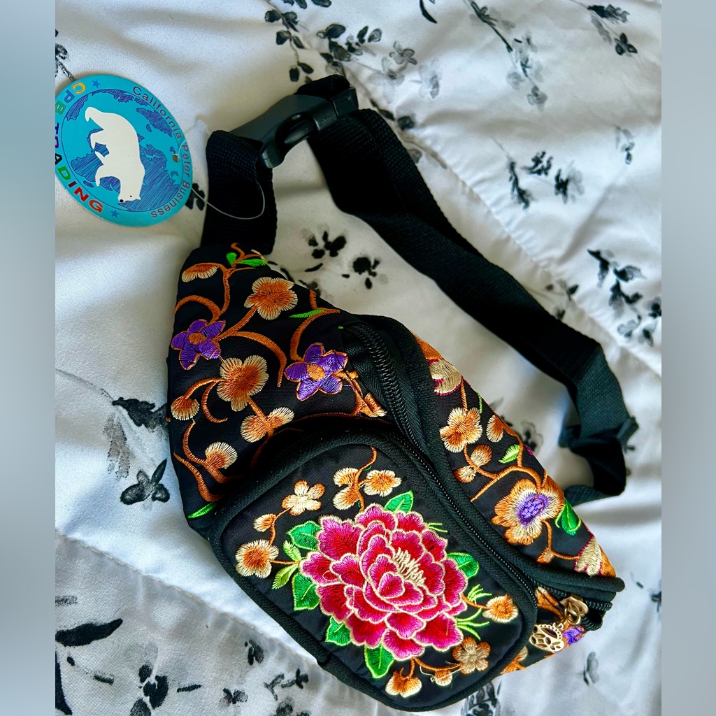 Super Fun Embroidered Flower Fanny Pack